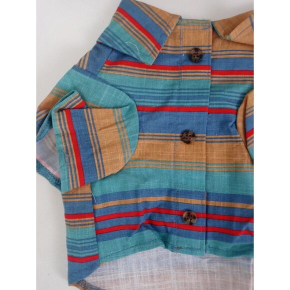 NWT Top Paw Striped Button Down Camp Dog Shirt Size Small - Picture 2 of 6